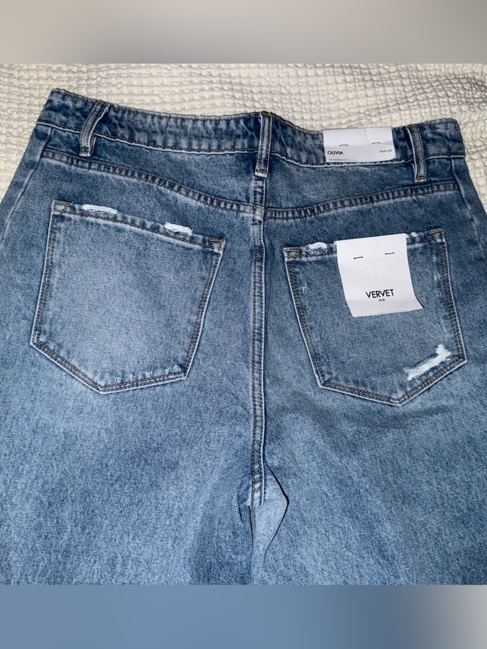 VERVET High-Rise Wide Leg Distressed Jeans - Light Blue - Picture 3 of 4